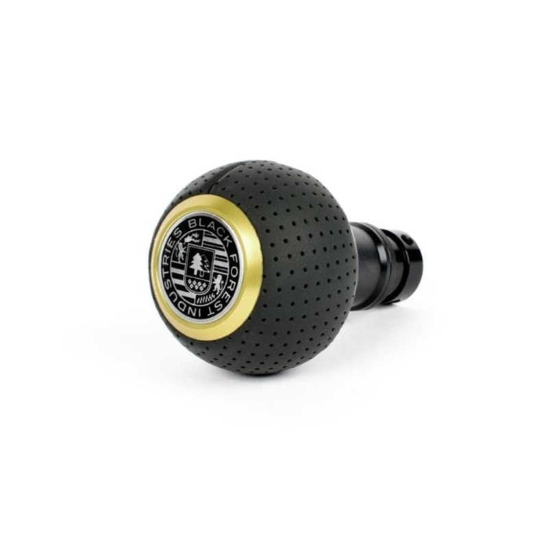 BFI Heavy Weight Shift Knob SCHWARZ – Air Leather – Gold Top (VW/Audi DSG & Automatic)