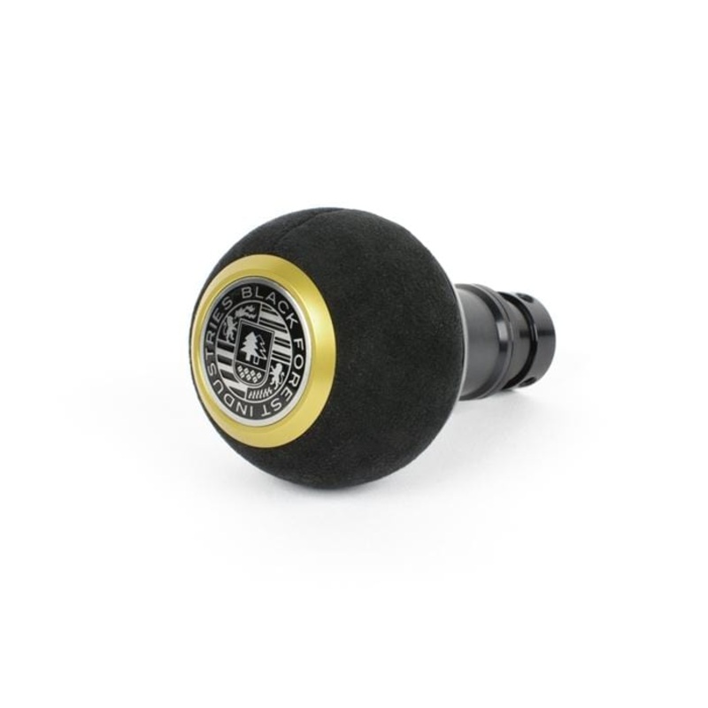 BFI Heavy Weight Shift Knob SCHWARZ – Black Alcantara – Gold Top (VW/Audi DSG & Automatic)