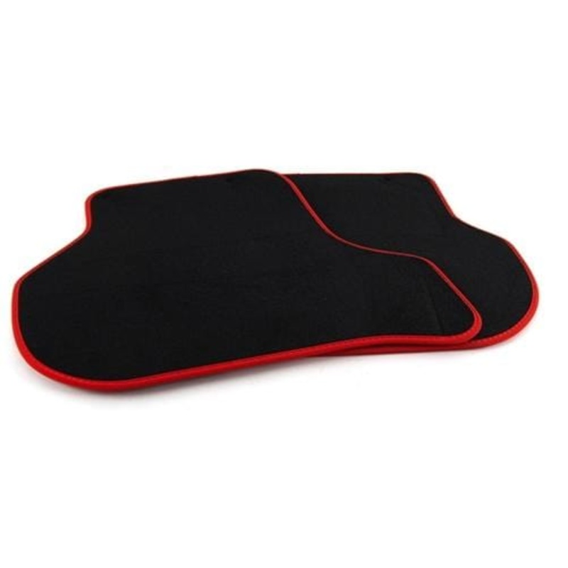 Rear Carpeted Floor Mats – Black | Red Piping